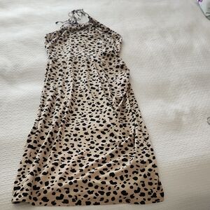WAYF Leopard Print Halter Dress